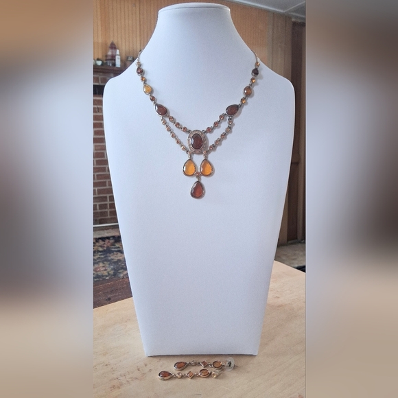 Kohl's Jewelry - Kohl's Amber Stone Statement Necklace & Dangle Earrings Set